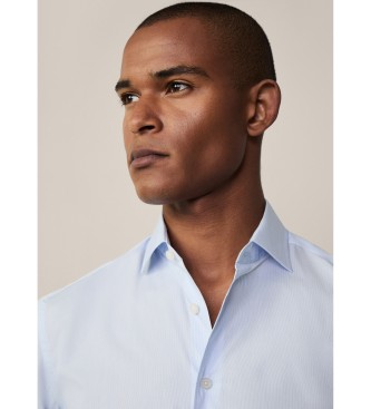 Hackett London Chemise en popeline  micro rayures bleu