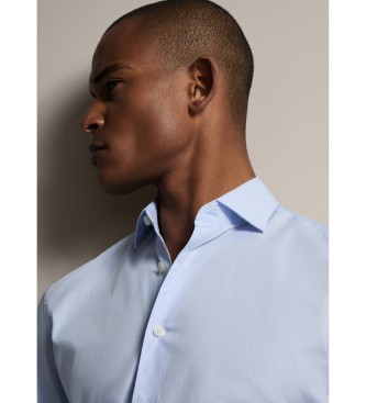 Hackett London Chemise en popeline  micro rayures bleu