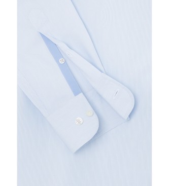 Hackett London Chemise en popeline  micro rayures bleu