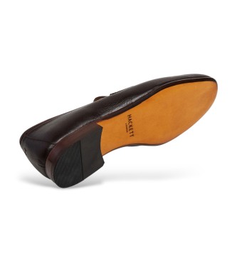 Hackett London Skórzane buty Regal Saddle w kolorze ciemnobrązowym