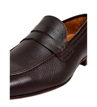 Hackett London Skórzane buty Regal Saddle w kolorze ciemnobrązowym