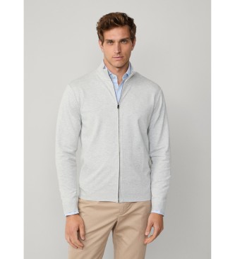 Hackett London Piqu� sweatshirt met grijze ritssluiting
