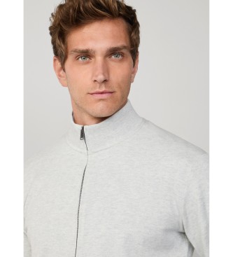 Hackett London Piqu� sweatshirt met grijze ritssluiting