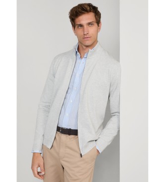 Hackett London Piqu� sweatshirt met grijze ritssluiting