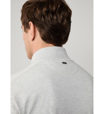 Hackett London Piqu� sweatshirt met grijze ritssluiting