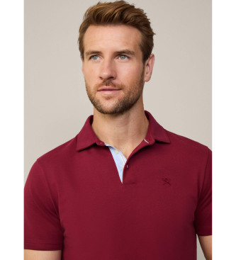 Hackett London Selvedge-Poloshirt mit roter Knopfleiste