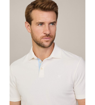 Hackett London Hvid poloshirt med selvedge-lukning