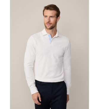 Hackett London Hvid poloshirt med selvedge-lukning