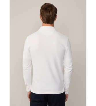 Hackett London Hvid poloshirt med selvedge-lukning