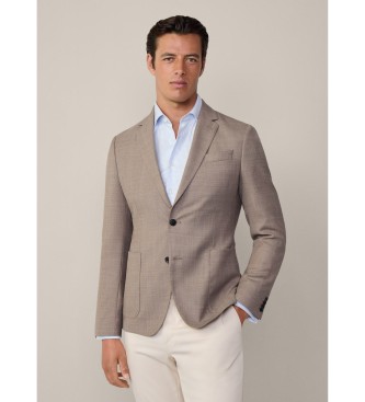 Hackett London Semi Plain Texture Beige Blazer