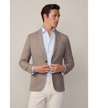 Hackett London Semi Plain Texture Beige Blazer