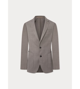 Hackett London Semi Plain Texture Beige Blazer