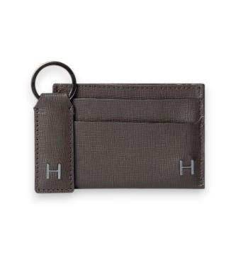 Hackett London Sæt med lædergave med metallisk h-logo i brun