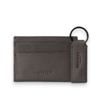 Hackett London Sæt med lædergave med metallisk h-logo i brun