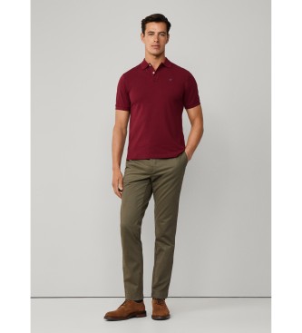 Hackett London Polo Logo Slim Fit bordowe