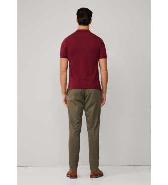 Hackett London Polo Logo Slim Fit bordowe