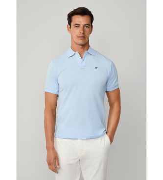 Hackett London Polo Logo Slim Fit niebieskie