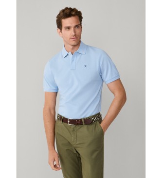 Hackett London Polo piqu� fit slim azul claro