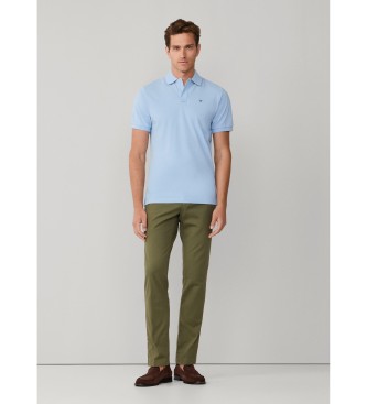 Hackett London Polo piqu� fit slim azul claro