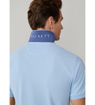 Hackett London Polo piqu� fit slim azul claro