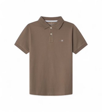 Hackett London Polo com logtipo pequeno castanho