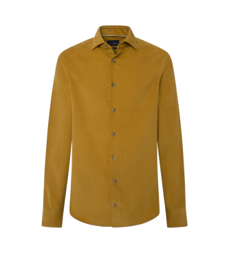 Hackett London Slim Babykoord Mosterd Shirt