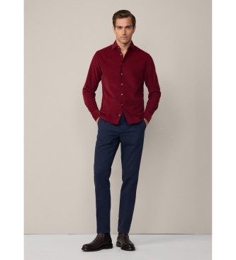 Hackett London Slim Babycord kastanjebruin overhemd