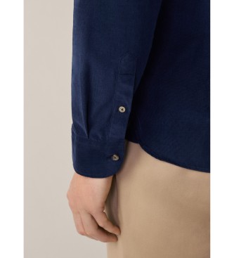 Hackett London Slim Babycord navy overhemd