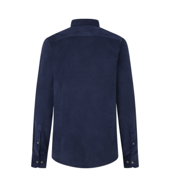 Hackett London Slim Babycord navy overhemd