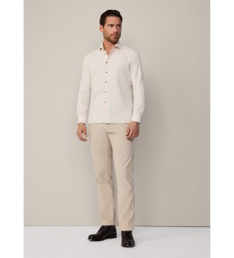 Hackett London Camisa Smart Babycord blanco crudo