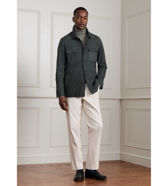 Hackett London Sobrecamisa de piel Sr Suede verde oscuro