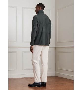 Hackett London Sobrecamisa de piel Sr Suede verde oscuro
