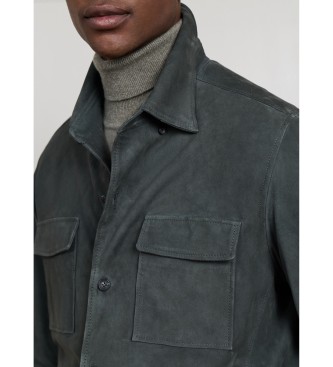Hackett London Sobrecamisa de piel Sr Suede verde oscuro