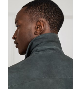 Hackett London Sobrecamisa de piel Sr Suede verde oscuro