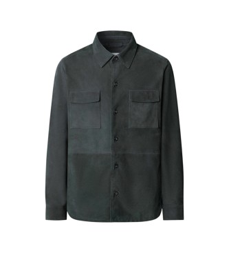 Hackett London Sobrecamisa de piel Sr Suede verde oscuro