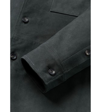 Hackett London Sobrecamisa de piel Sr Suede verde oscuro