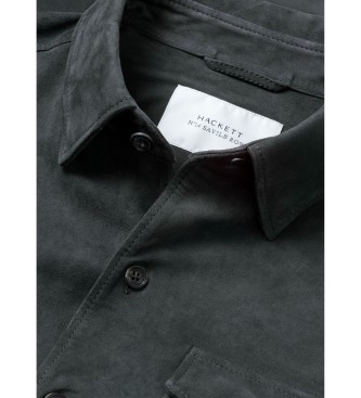 Hackett London Sobrecamisa de piel Sr Suede verde oscuro