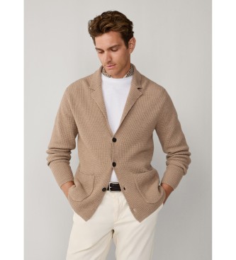 Hackett London Beige gebreide jas