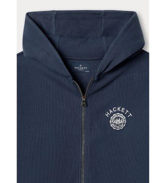 Hackett London Navy blue Rib Jersey Hdy hoodie