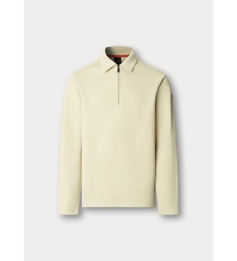 Hackett London Sweatshirt-Polo mit Reißverschluss und Waffle-Logo, beige