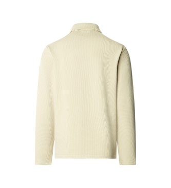 Hackett London Sweatshirt-Polo mit Reißverschluss und Waffle-Logo, beige