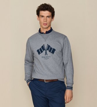 Hackett London Sweat Lrc Flag Crew gris