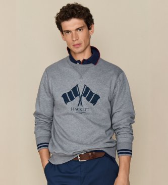 Hackett London Sweat Lrc Flag Crew gris