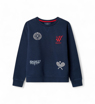 Hackett London Moletom Sports Logo Crew marinho