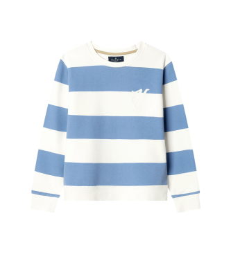 Hackett London Sudadera Striped H Logo azul