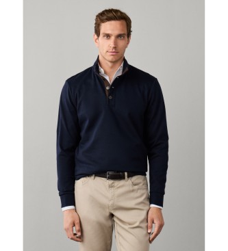 Hackett London Twill Jacquard-sweatshirt marinblå