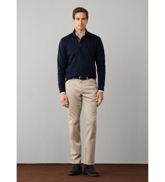 Hackett London Twill Jacquard-sweatshirt marinblå