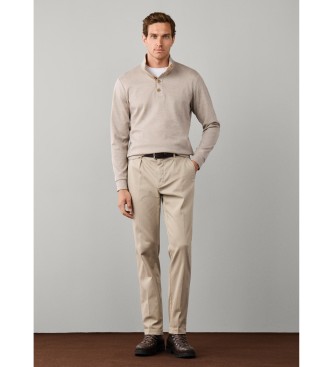 Hackett London Beige sweatshirt i twilljacquard