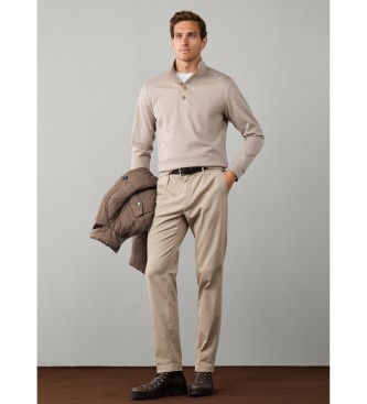 Hackett London Beige sweatshirt i twilljacquard
