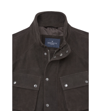 Hackett London Braune Cargo-Jacke aus Ziegenleder